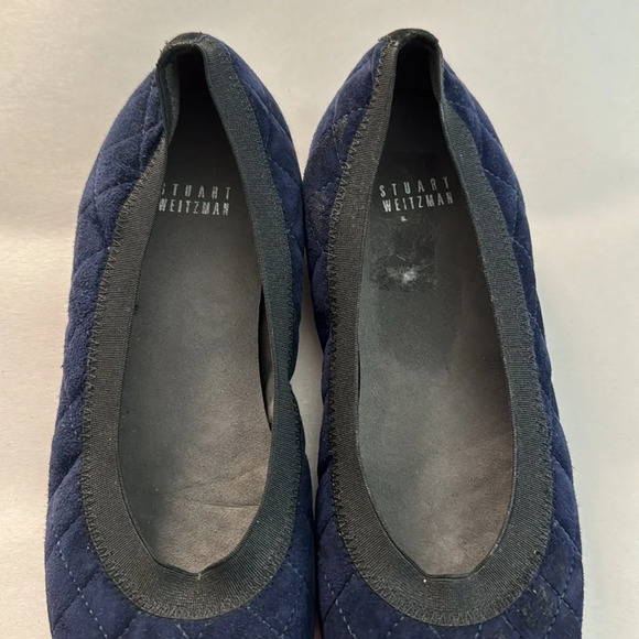 Stuart Weitzman Quilted Suede Ballet flats round toe navy black Size 7 1/2 - Picture 3 of 12